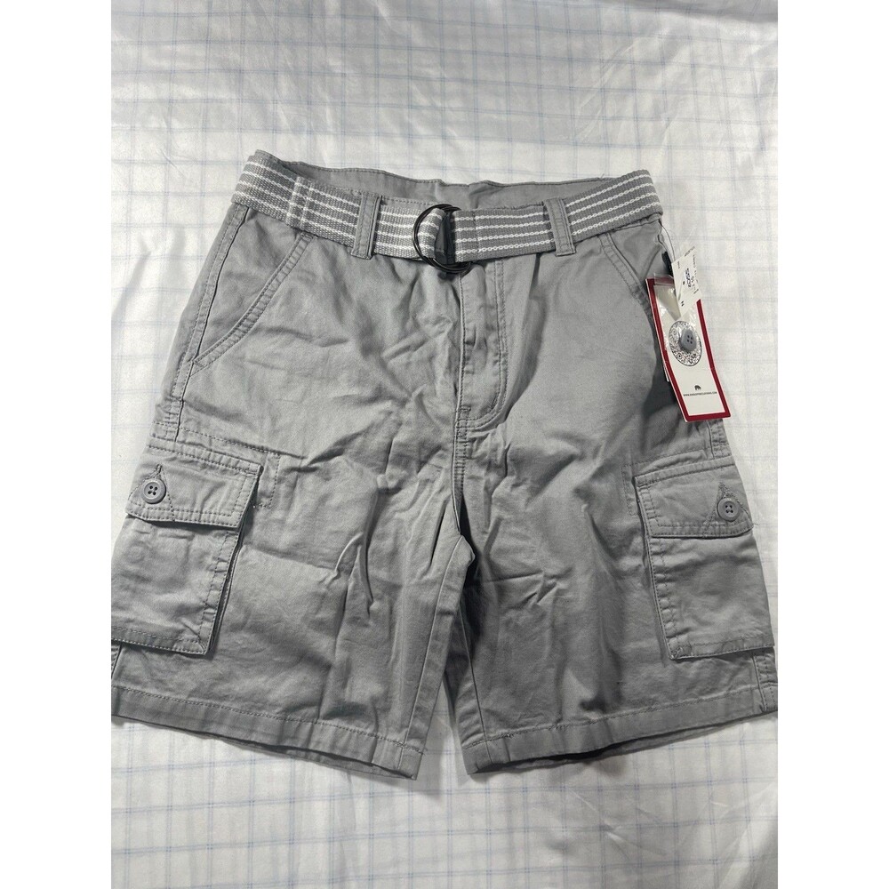 New Ring of Fire Boy’s Cargo Shorts w/ Belt – Size 10 – Grey – 100% Cotton